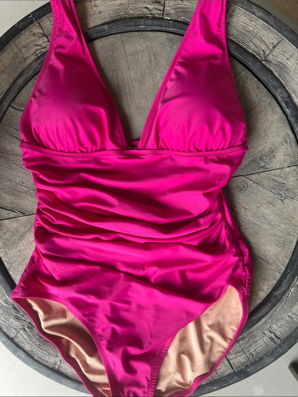 J. Crew Hot Pink Ruched One-Piece Swimsuit